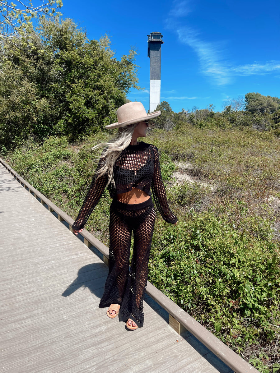 Womens Beach Pants, Crochet Drawstring Capris, Solid Color Hollow Out Cover  Ups, Casual Summer Party Outfits From Mengyang04, $14.62